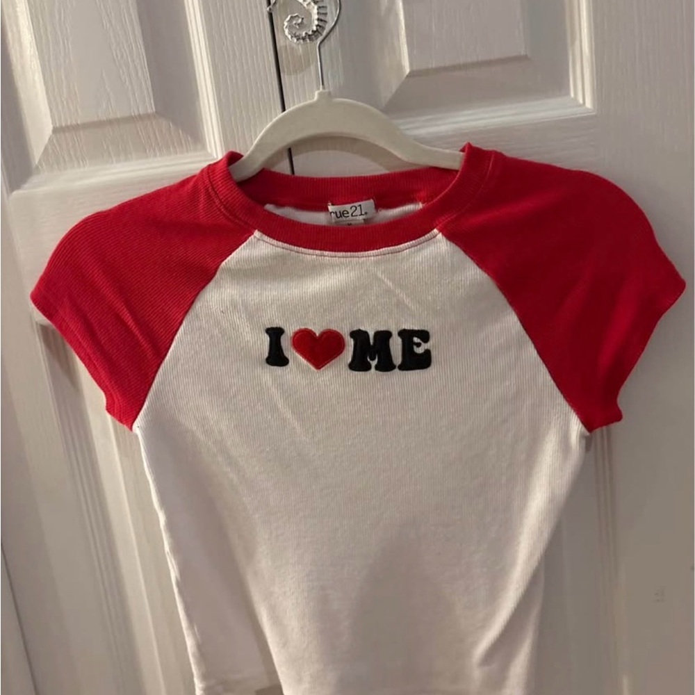 Rue21 Red and White 'I Love Me' Shirt